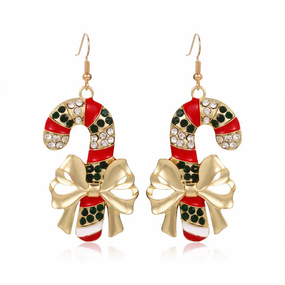 Women's Christmas Elk Bell Drop Earrings Electroplated Alloy Holiday Animal Jewelry With Stainless Steel Posts