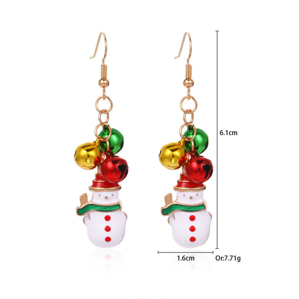 Women's Christmas Elk Bell Drop Earrings Electroplated Alloy Holiday Animal Jewelry With Stainless Steel Posts