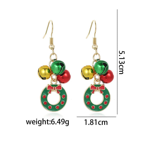 Women's Christmas Elk Bell Drop Earrings Electroplated Alloy Holiday Animal Jewelry With Stainless Steel Posts