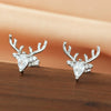 Women's Christmas Elk Drop Earrings With Antler Design Copper Construction And Microencrusted Zircon Detailing