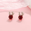 Women's Christmas Fawn Earrings Elegant Alloy Antler Design With Wine Red Elk Motif And Electroplated Festive Style
