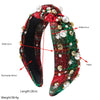 Women's Christmas Headband Imitation Pearls Diamond Knotted Plaid Snowflake Style