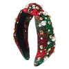Women's Christmas Headband Imitation Pearls Diamond Knotted Plaid Snowflake Style