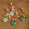 Women's Christmas Heartshaped Earrings In Stainless Steel With 18K Gold Plated Finish