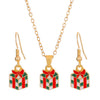 Women's Christmas Jewelry Set With Snowman Snowflake And Bell Pendants Electroplated Alloy Necklace And Earrings