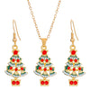 Women's Christmas Jewelry Set With Snowman Snowflake And Bell Pendants Electroplated Alloy Necklace And Earrings