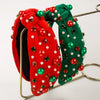 Women's Christmas Pearl Inlaid Red Green Diamond Headband Simple All Match Trendy Hair Accessories