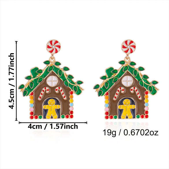 Women's Christmas Popcorn Light Bulb Drop Earrings With Red And Green Rhinestone Accents And Dripfinish Alloy Design
