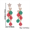 Women's Christmas Popcorn Light Bulb Drop Earrings With Red And Green Rhinestone Accents And Dripfinish Alloy Design