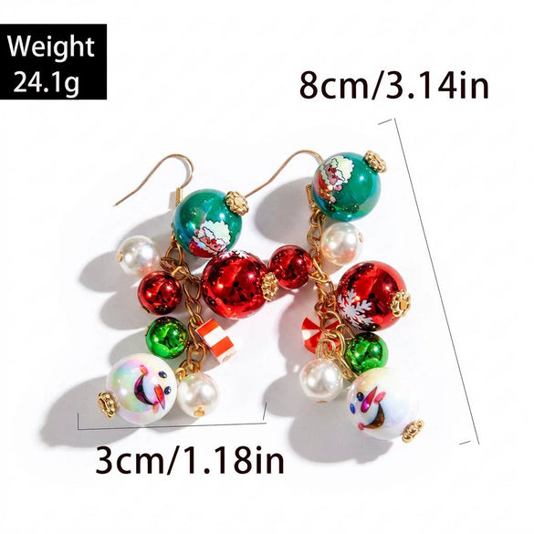 Women's Christmas Red Bow Bell Tassel Earrings With Electroplated Alloy Design And Plush Santa Claus Detail