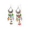 Women's Christmas Red Bow Bell Tassel Earrings With Electroplated Alloy Design And Plush Santa Claus Detail