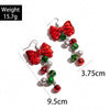 Women's Christmas Red Bow Bell Tassel Earrings With Electroplated Alloy Design And Plush Santa Claus Detail