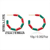Women's Christmas Red Green And White Electroplated Alloy Twisted Spiral Cshaped Earrings For Festive Party Wear