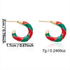 Women's Christmas Red Green And White Electroplated Alloy Twisted Spiral Cshaped Earrings For Festive Party Wear