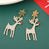 Women's Christmas Rhinestone Snowflake Elk Drop Earrings Electroplated Cartoon Animal Jewelry Wholesale