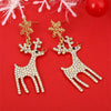 Women's Christmas Rhinestone Snowflake Elk Drop Earrings Electroplated Cartoon Animal Jewelry Wholesale