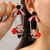 Women's Christmas Santa Claus Acrylic Earrings With Engraved Star Geometric Design Festive Statement Jewelry