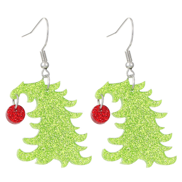 Women's Christmas Santa Claus Acrylic Earrings With Engraved Star Geometric Design Festive Statement Jewelry