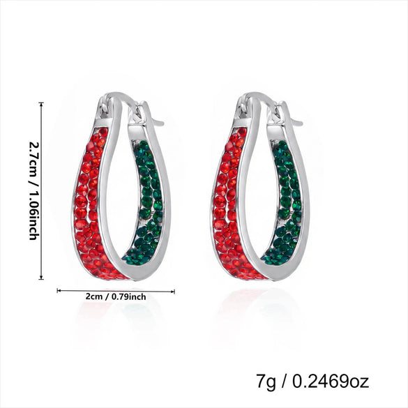 Women's Christmas Santa Claus And Elk Drop Earrings Exaggerated Colorful Rhinestone Alloy Electroplated Ear Hooks
