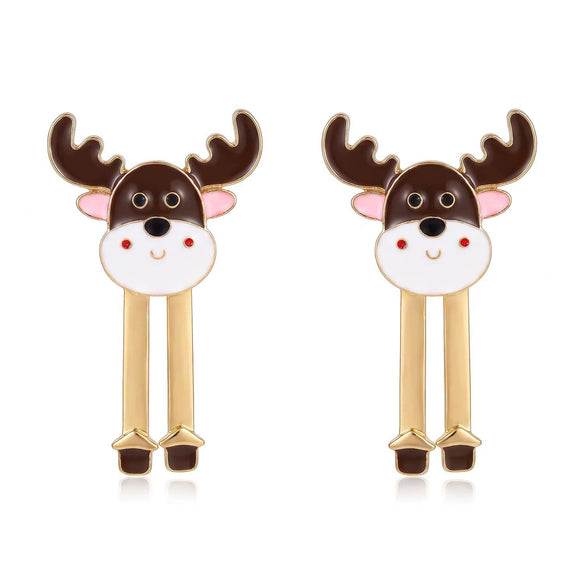 Women's Christmas Santa Claus And Elk Drop Earrings Exaggerated Colorful Rhinestone Alloy Electroplated Ear Hooks