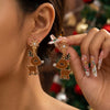 Women's Christmas Santa Claus And Elk Drop Earrings Exaggerated Colorful Rhinestone Alloy Electroplated Ear Hooks