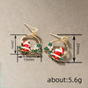 Women's Christmas Santa Claus Wreath Earrings With Leaf And Pearl Details Copper Electroplated Festive Jewelry