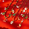 Women's Christmas Seed Bead Chain Necklace With Santa Claus Snowflake And Reindeer Pendants Electroplated Titanium Steel Geometric Design