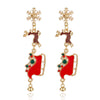 Women's Christmas Sleigh Drop Earrings Electroplated Alloy With Red And Green Contrast Ball Details And Stainless Steel Ear Posts