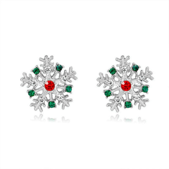 Women's Christmas Snowflake Drop Earrings With Diamond Accents Alloy Electroplated Retro Holiday Jewelry