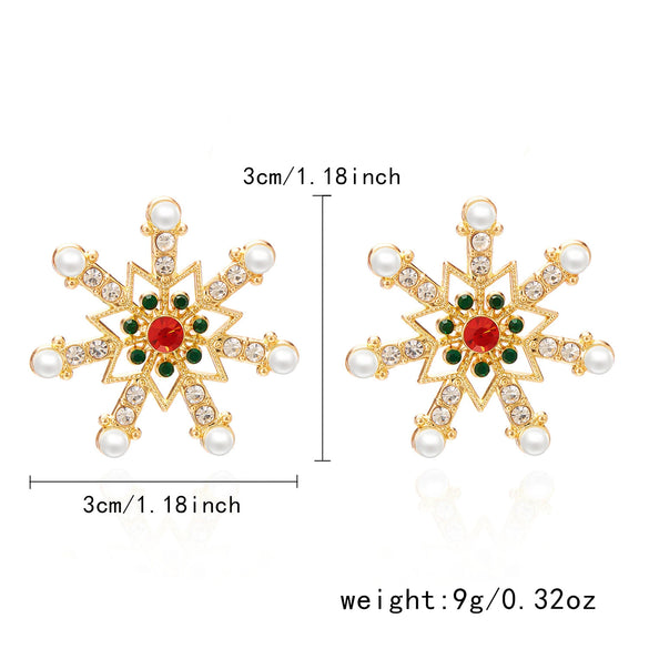Women's Christmas Snowflake Drop Earrings With Diamond Accents Alloy Electroplated Retro Holiday Jewelry