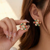 Women's Christmas Snowflake Drop Earrings With Diamond Accents Alloy Electroplated Retro Holiday Jewelry