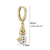 Women's Christmas Snowman Hat Earrings With Zircon And Pearl Geometric Inlay Sweet Festive Copper Ear Hoops