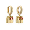 Women's Christmas Snowman Hat Earrings With Zircon And Pearl Geometric Inlay Sweet Festive Copper Ear Hoops