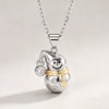 Women's Christmas Snowman Pendant Necklace With Geometric Zirconia Inlay And Oshaped Chain Copper Jewelry