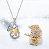 Women's Christmas Snowman Pendant Necklace With Geometric Zirconia Inlay And Oshaped Chain Copper Jewelry