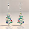 Women's Christmas Spiral Tree Earrings With Colorful Sparkling Cubic Zirconia Copper Star And Wave Design Festive Jewelry Accessories