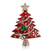 Women's Christmas Tree Brooch With Enamel Glaze And Rhinestone Embellishments Dripping Glaze Alloy Pin For Coats And Suits