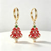 Women's Christmas Tree Earrings Copper Star And Leaf Pattern Jewelry With Sweet Festive Holiday Design