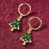 Women's Christmas Tree Earrings Copper Star And Leaf Pattern Jewelry With Sweet Festive Holiday Design