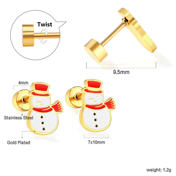 Women's Christmas Tree Earrings Cute Simple Festival Design Stainless Steel Electroplated Earrings For Holiday And Winter Styling