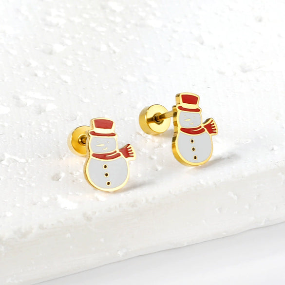 Women's Christmas Tree Earrings Cute Simple Festival Design Stainless Steel Electroplated Earrings For Holiday And Winter Styling