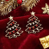 Women's Christmas Tree Earrings Hollowout Alloy Design With Sparkling Rhinestone Details Electroplated Finish And Stainless Steel Ear Needles