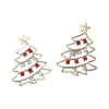 Women's Christmas Tree Earrings Hollowout Alloy Design With Sparkling Rhinestone Details Electroplated Finish And Stainless Steel Ear Needles