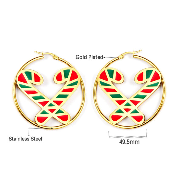 Women's Christmas Tree Earrings Stainless Steel Electroplated Geometric Holiday Fashion Jewelry
