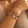Women's Christmas Tree Pendant Bracelet With Colorful Beads Electroplated Alloy Jewelry In A Festive Fashion Style