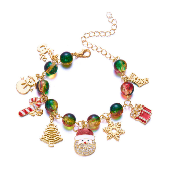 Women's Christmas Tree Pendant Bracelet With Colorful Beads Electroplated Alloy Jewelry In A Festive Fashion Style