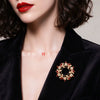 Women's Christmas Wreath Brooch With Rhinestone Detailing Electroplated Alloy Festive Jewelry Pin For Clothing Accessories