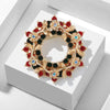 Women's Christmas Wreath Brooch With Rhinestone Detailing Electroplated Alloy Festive Jewelry Pin For Clothing Accessories