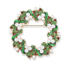 Women's Christmas Wreath Flower Brooch With Rhinestone Accents Zinc Alloy Festive Gift Jewelry Accessory