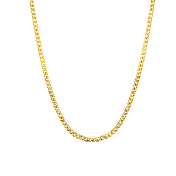 Women's Classic Cuban Chain Necklace Copper Plated With 18K Gold Flat Geometric Link Layering Necklace